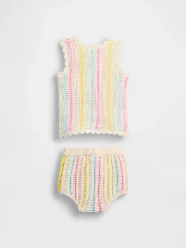Baby Crochet Stripe Tank Outfit Set
