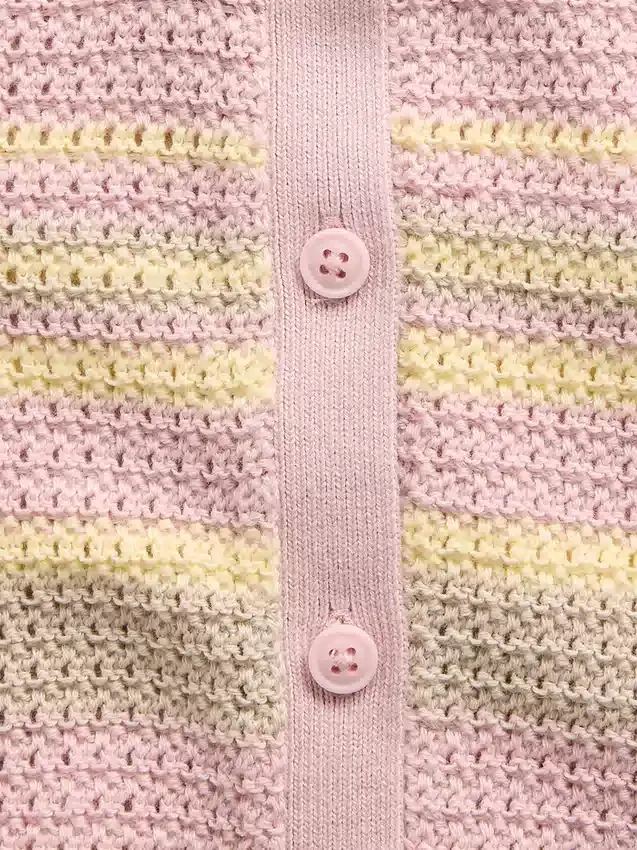 Baby Crochet Stripe Vest Outfit Set