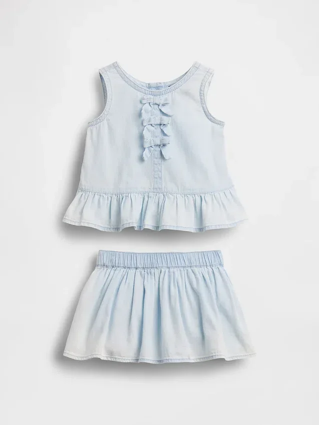Baby Denim Bow Outfit Set