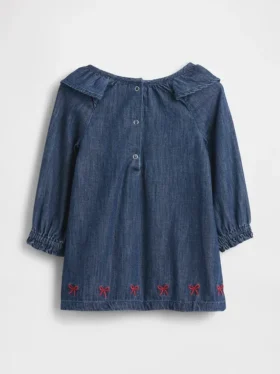 Baby Denim Ruffle Collar Dress