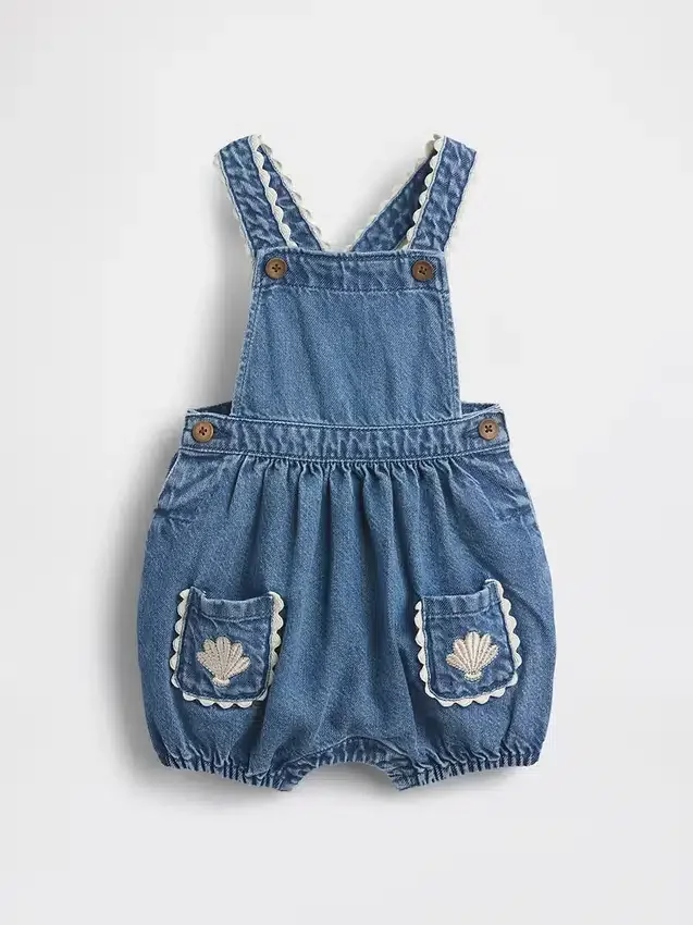 Baby Denim Shell Pocket Bubble Overalls
