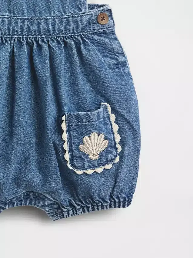 Baby Denim Shell Pocket Bubble Overalls
