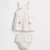 Baby Denim Strawberry Skirtall Set