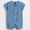 Baby Embroidered Brannan Bear Denim Shorty One-Piece