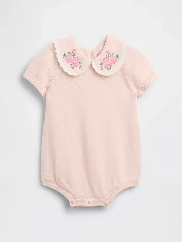 Baby Embroidered Collar Sweater Bodysuit