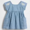Baby Embroidered Denim Pocket Dress