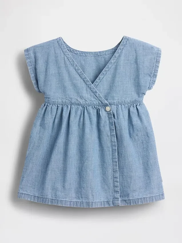 Baby Embroidered Denim Pocket Dress