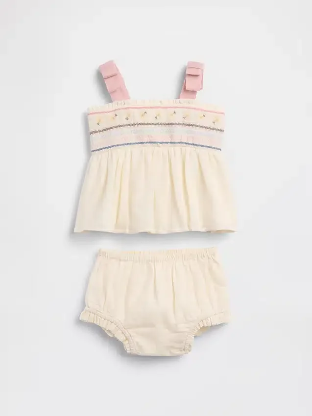 Baby Embroidered Tank Outfit Set