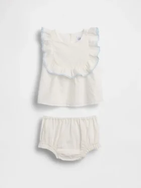 Baby Eyelet Bib Outfit Set