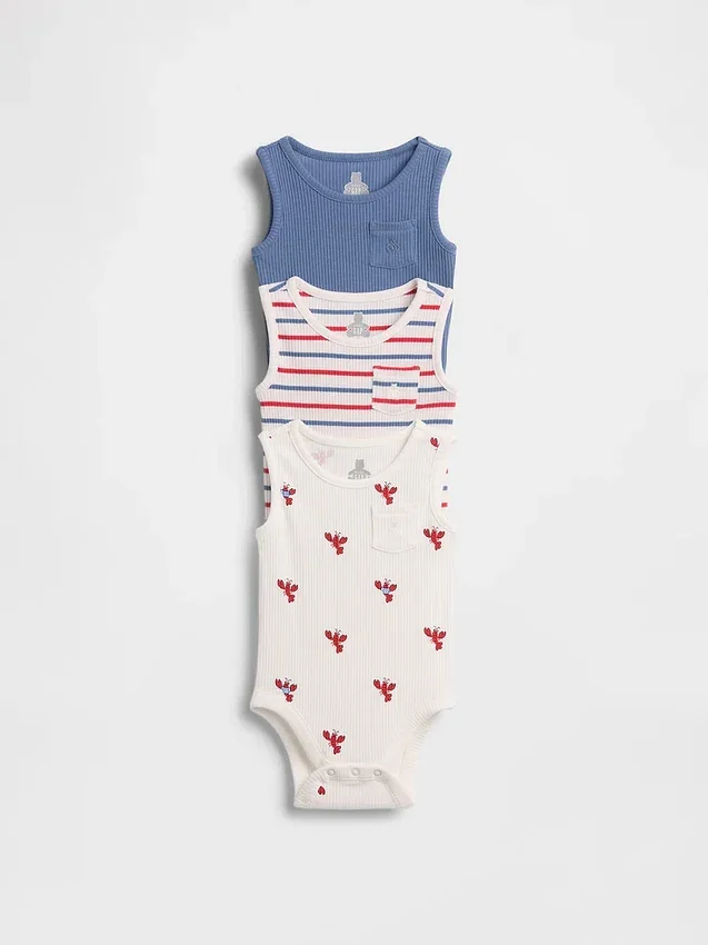 Baby First Favorites Tinyrib Pocket Tank Bodysuit (3-Pack)