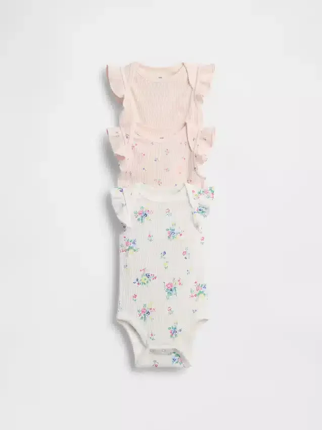 Baby First Favorites Tinyrib Ruffle Bodysuit (3-Pack)