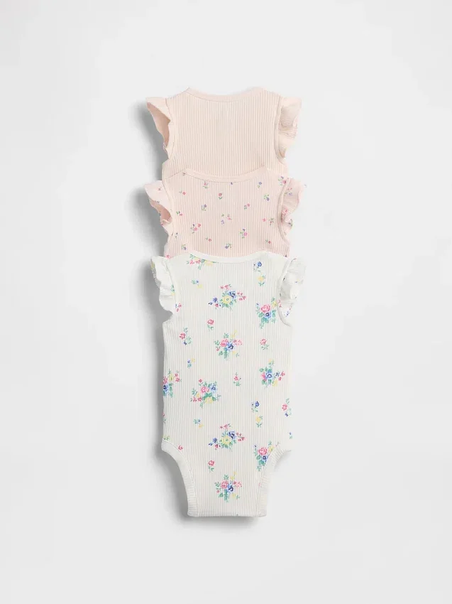 Baby First Favorites Tinyrib Ruffle Bodysuit (3-Pack)