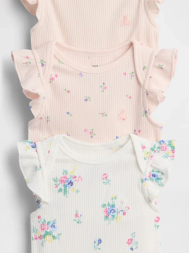 Baby First Favorites Tinyrib Ruffle Bodysuit (3-Pack)