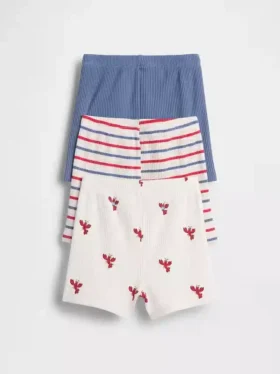Baby First Favorites Tinyrib Stripe Pull-On Shorts (3-Pack)