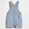 Baby Gingham Denim Bear Pocket Shortalls