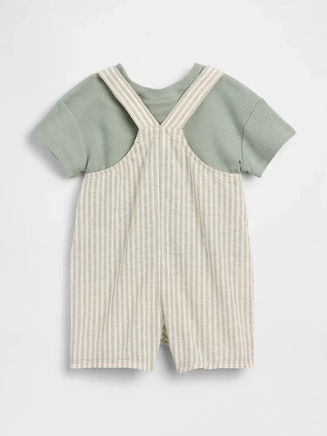 Baby Linen-Cotton Shortall Outfit Set