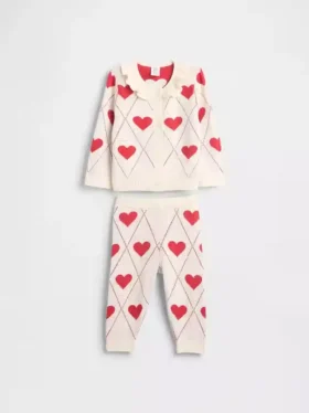 Baby Ruffle Collar Cardigan Sweater Set