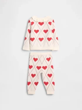 Baby Ruffle Collar Cardigan Sweater Set