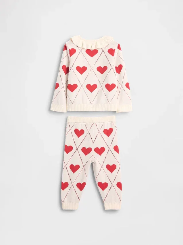 Baby Ruffle Collar Cardigan Sweater Set