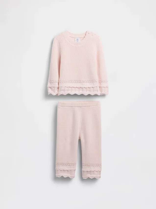 Baby Scalloped Sweater Outfit Set