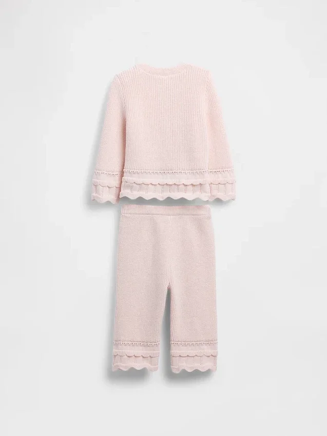 Baby Scalloped Sweater Outfit Set