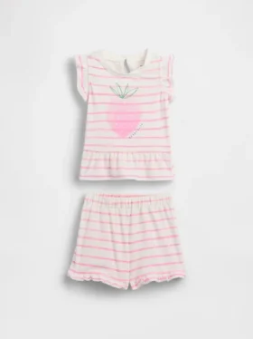Baby Strawberry Ruffle Outfit Set