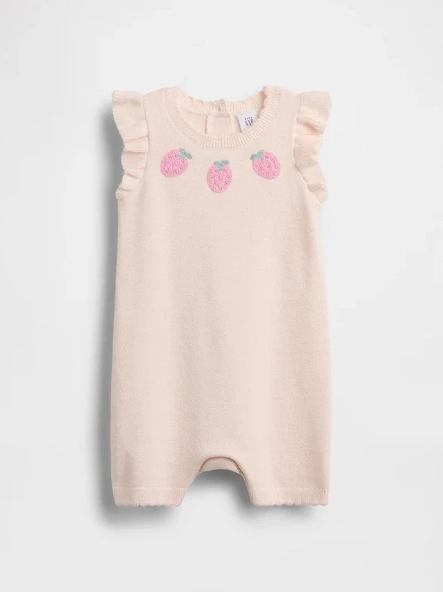 Baby Strawberry Sweater Shorty One-Piece