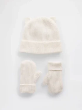 Baby & Toddler Cashsoft Bear Beanie & Mittens Set