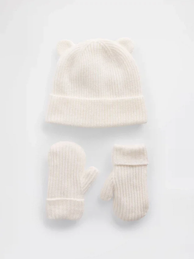 Baby & Toddler Cashsoft Bear Beanie & Mittens Set