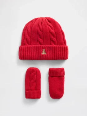 Baby & Toddler Cashsoft Cable-Knit Beanie & Mittens Set
