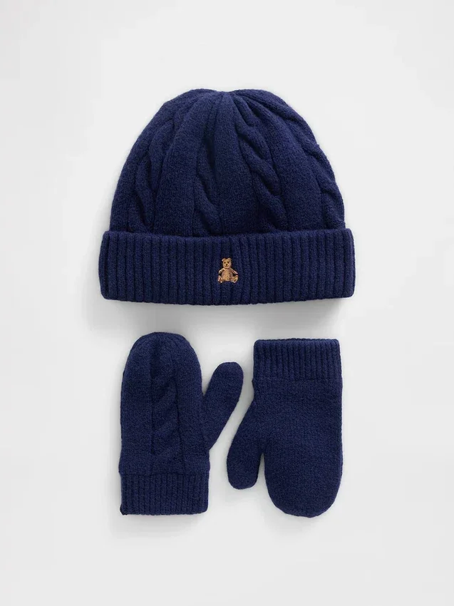 Baby & Toddler Cashsoft Cable-Knit Beanie & Mittens Set