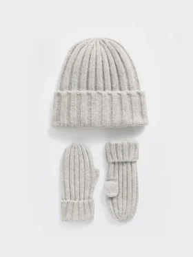 Baby & Toddler Cashsoft Rib Beanie & Mittens Set