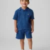 Baby & Toddler Cotton Gauze Denim Outfit Set