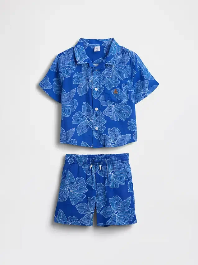 Baby & Toddler Cotton Gauze Floral Outfit Set