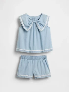 Baby & Toddler Denim Bow Outfit Set
