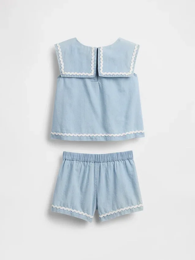 Baby & Toddler Denim Bow Outfit Set