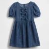 Baby & Toddler Denim Puff-Sleeve Bow Dress