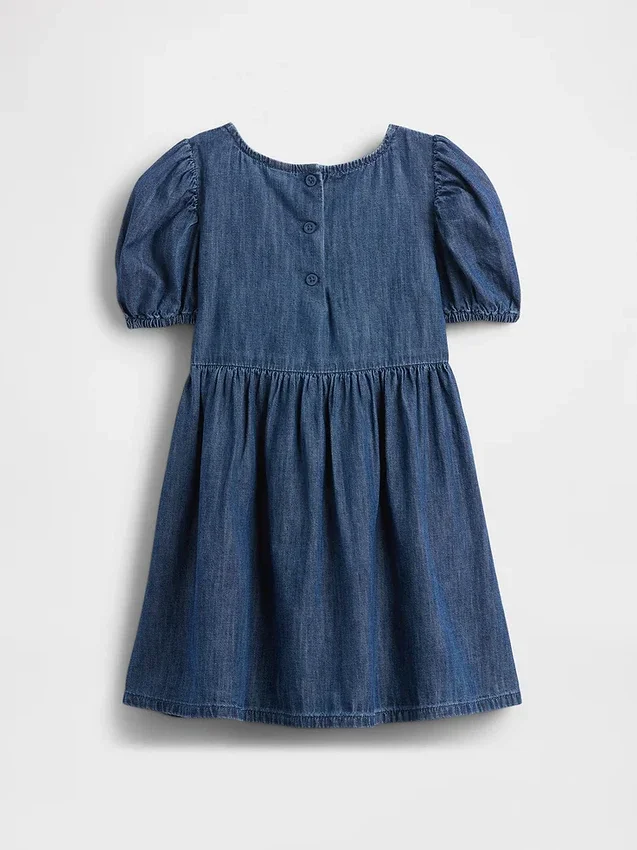 Baby & Toddler Denim Puff-Sleeve Bow Dress