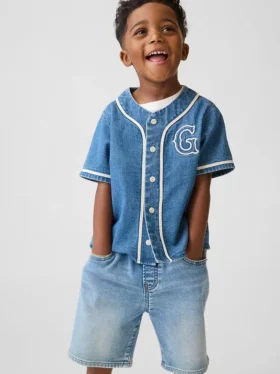Baby & Toddler Denim Varsity Logo Baseball Shirt