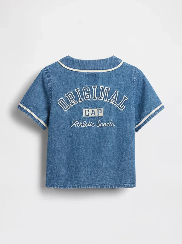 Baby & Toddler Denim Varsity Logo Baseball Shirt
