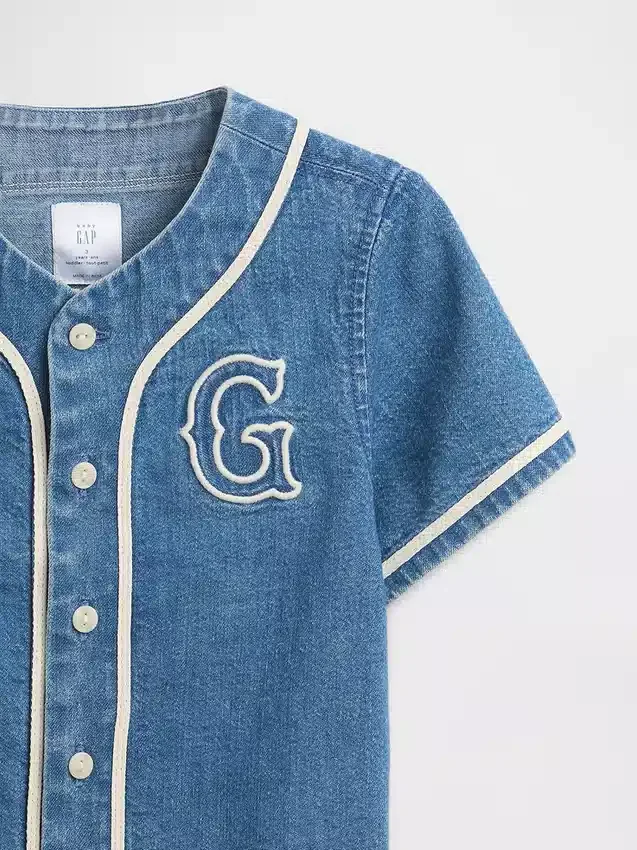 Baby & Toddler Denim Varsity Logo Baseball Shirt