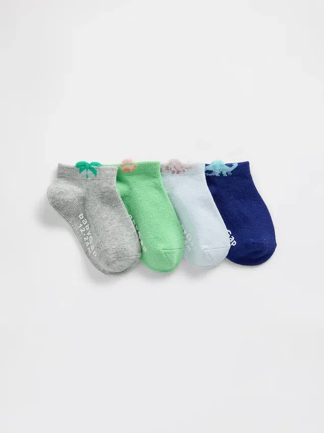 Baby & Toddler Dino No Show Socks (4-Pack)