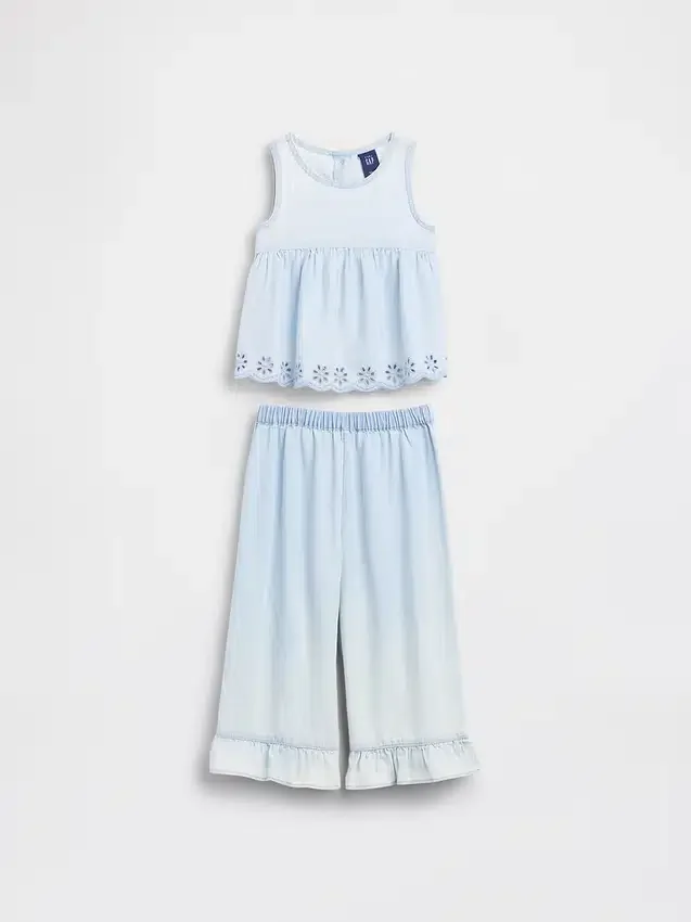Baby & Toddler Eyelet Denim Outfit Set