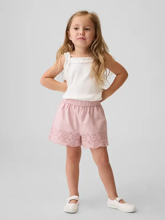 Baby & Toddler Eyelet Hem Pull-On Shorts