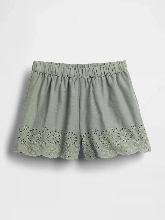 Baby & Toddler Eyelet Hem Pull-On Shorts