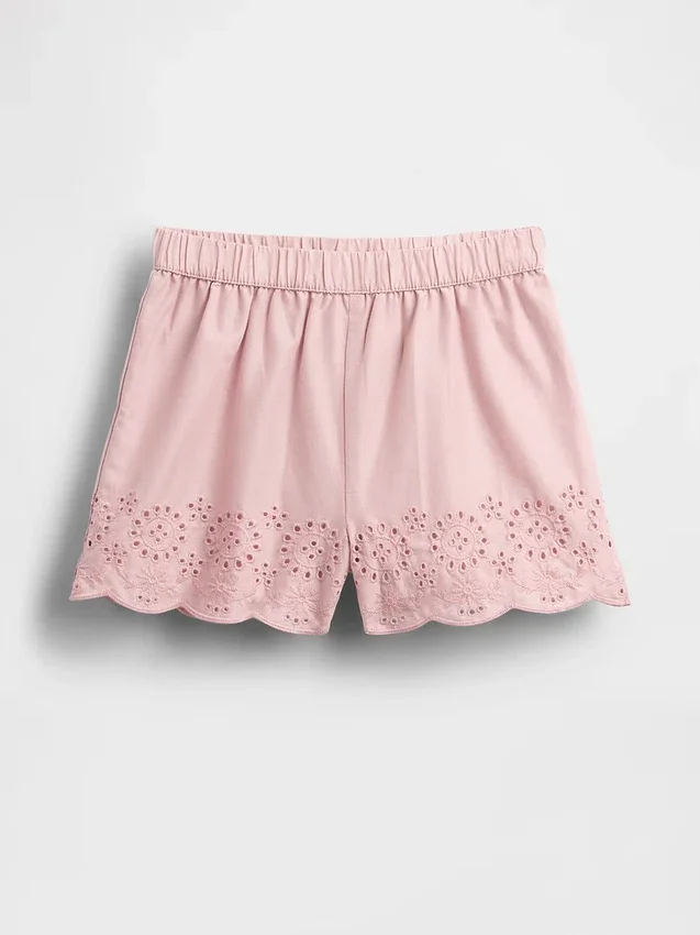 Baby & Toddler Eyelet Hem Pull-On Shorts