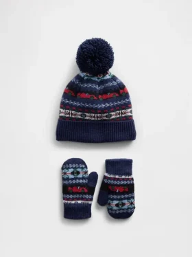 Baby & Toddler Fair Isle Pom Beanie & Mittens Set