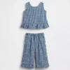 Baby & Toddler Gingham Denim Ruffle-Hem Outfit Set