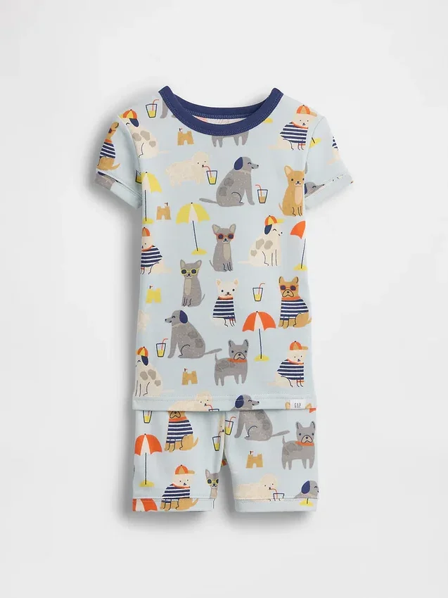 Baby & Toddler Organic Brushed Cotton Beach Dogs Pj Short Set