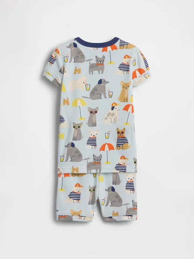 Baby & Toddler Organic Brushed Cotton Beach Dogs Pj Short Set